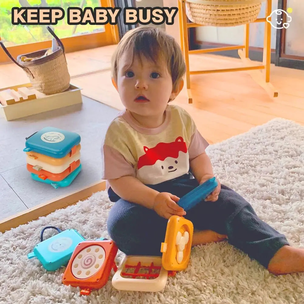Busy Board for Toddlers Montessori Sensory Toys Baby Folding Activity Cube Fine Motor Skill Learning Education Toys for Kid Gift
