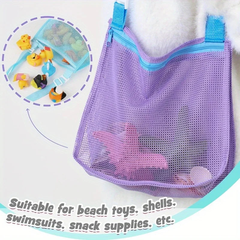 1pcs Mesh Beach Bags, Colorful Hollow Crossbody Bag, Toilet Bag, Adjustable Strap for Summer Daily Phone Storage Bag Bolsas