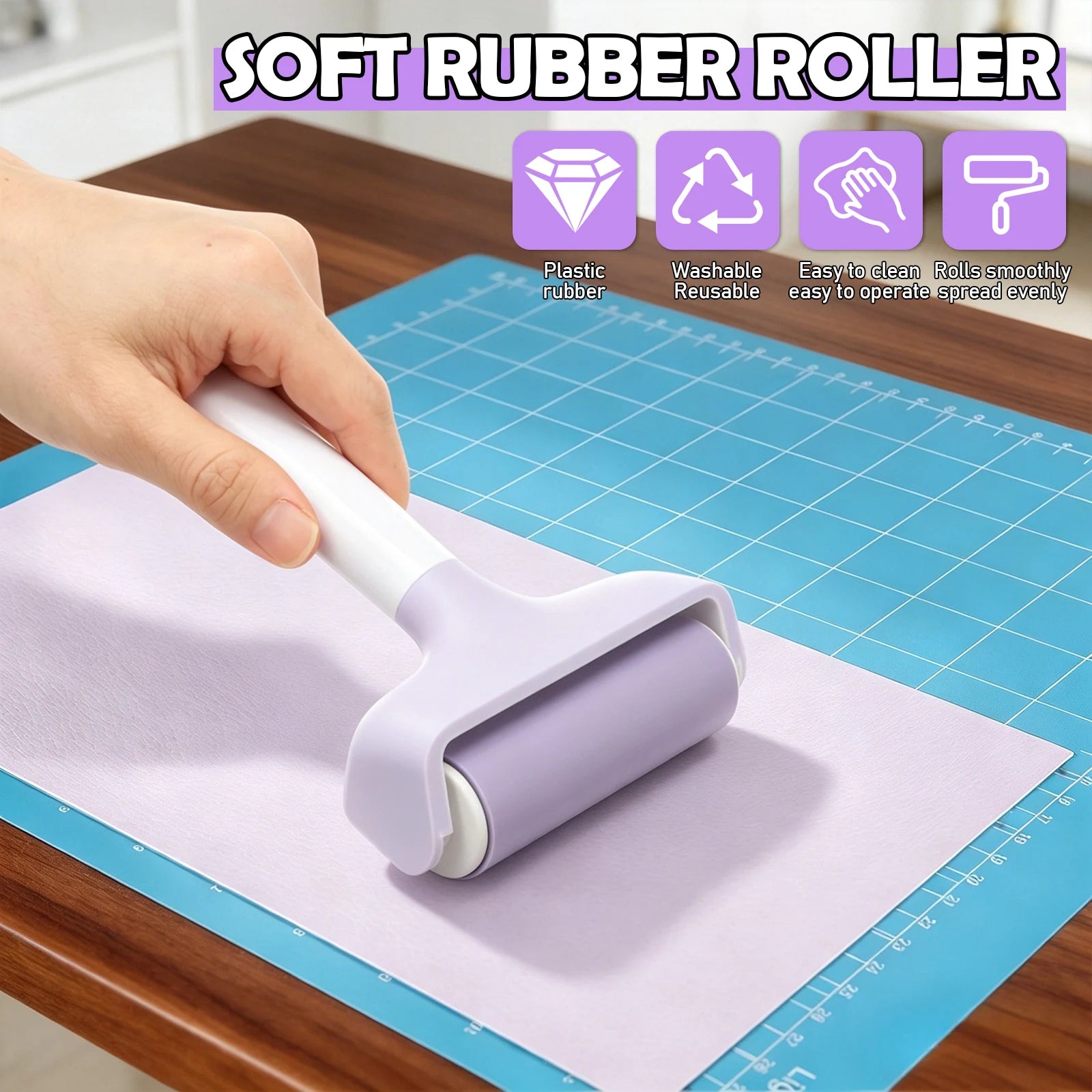 Rubber Brayer Roller Set with Pin Pen Tweezers Felt Squeegee Professional Printmaking Brayer Tool for DIY Embossing Card Making