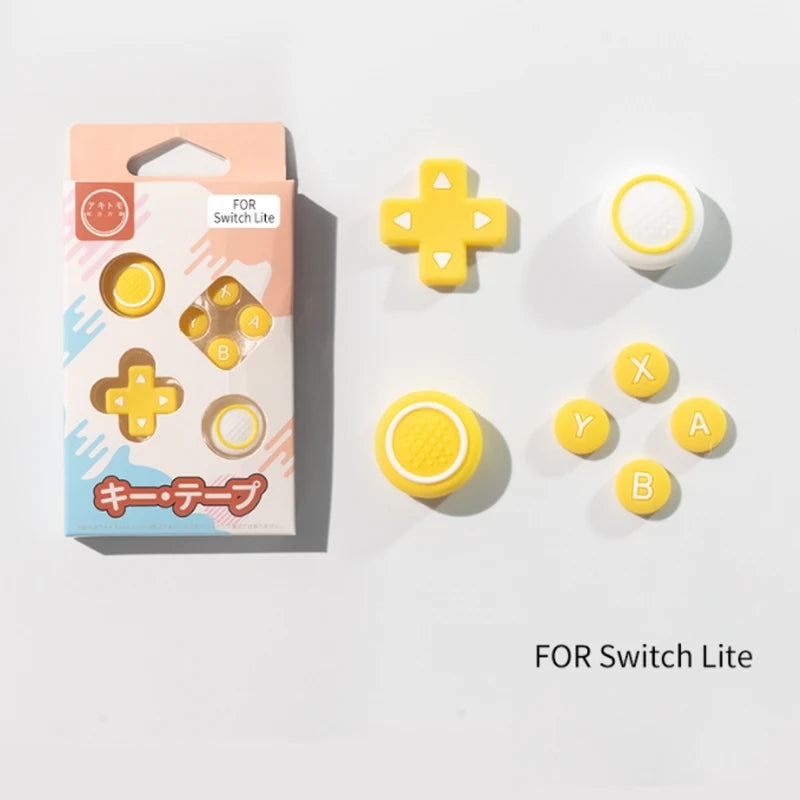 New Design Silicone Soft D-pad Cross Button ABXY Key Sticker Skin Case For Switch Lite NS lite Joy-con Thumb Stick Cap Cover