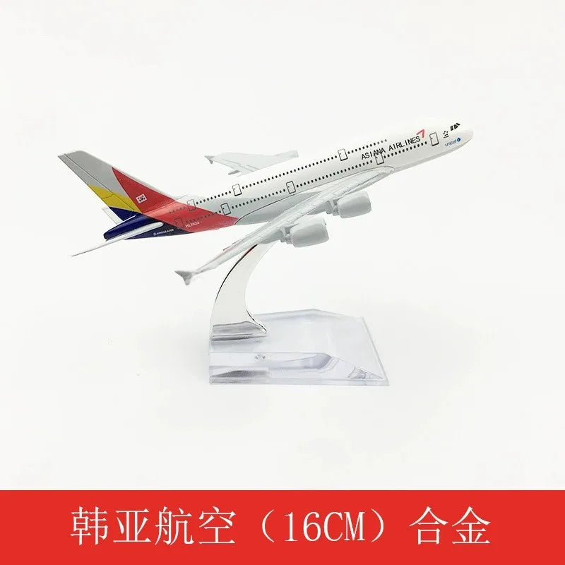 16cm Asiana Airlines A380 Plane Collectible Miniatures Airplane Model Aircraft Model Diecast Metal 1/400 Scale Planes