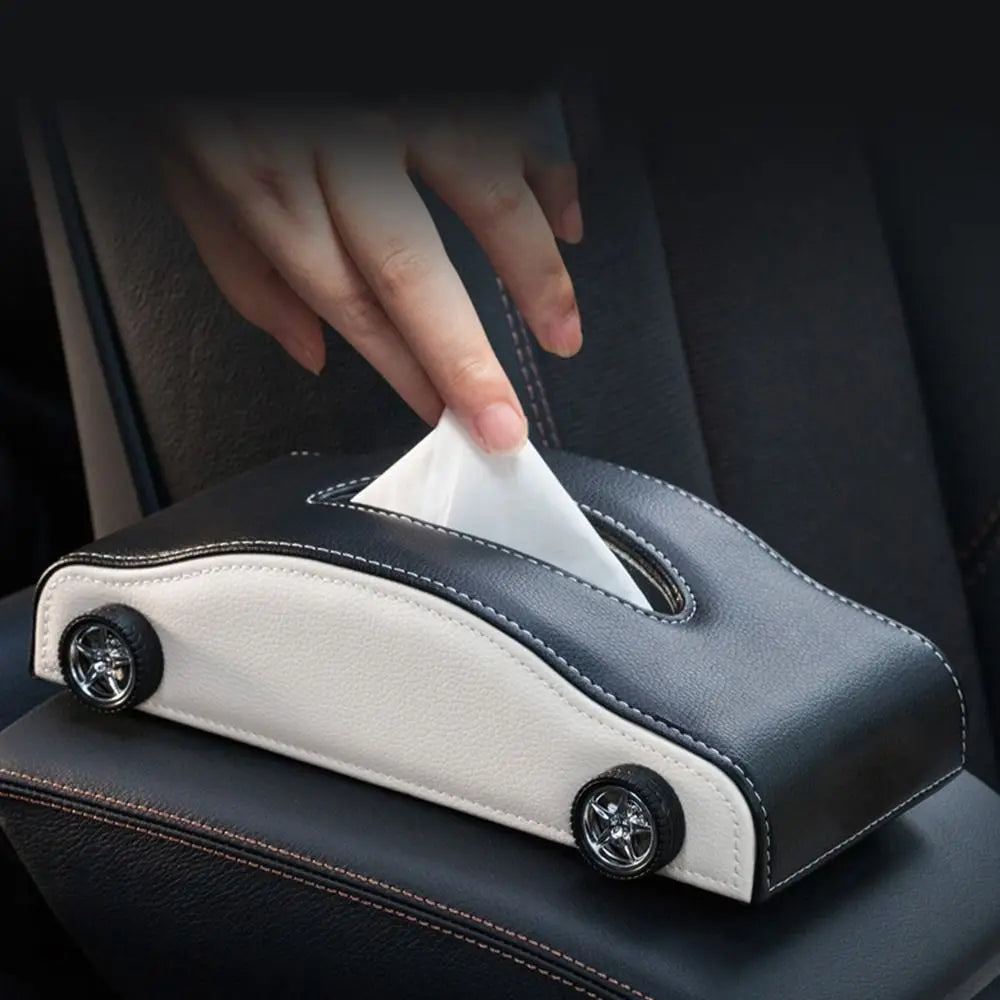 Creative Car Shape Tissue Box Decorative Simulated Tire Auto Napkin Holder Portable Space Saving Tissue Dispenser Interior
