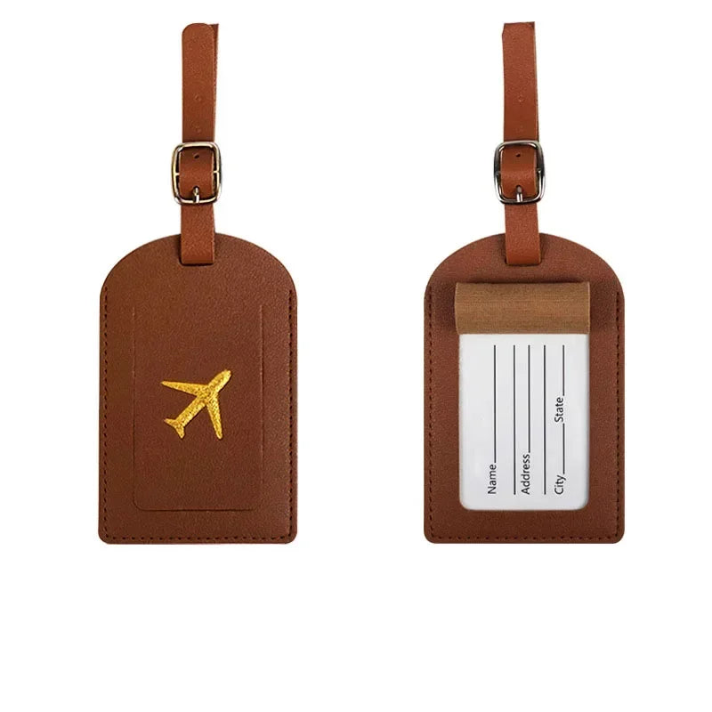 Luggage Tag Women Men PU Leather Travel Suitcases Identifier Label Baggage Boarding Bag Tags Name ID Address Holder Accessories