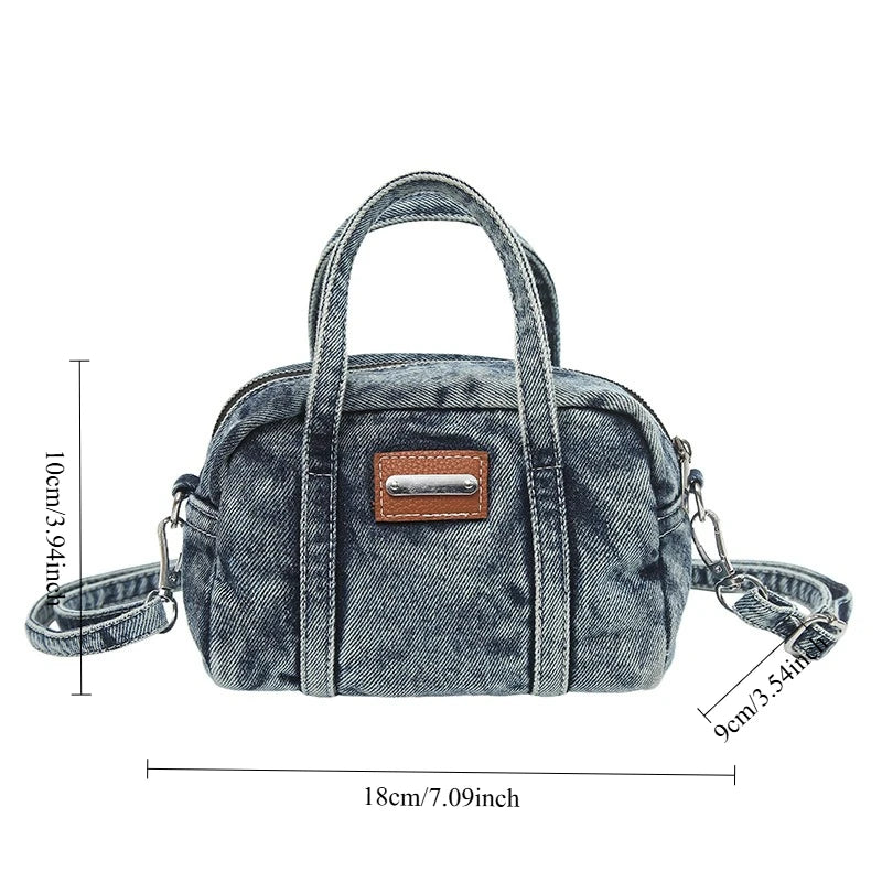 New Korean Style Mini Crossbody Bag Fashion Denim Shoulder Bag for Teenage Girl Relaxing and Versatile Travel Bag