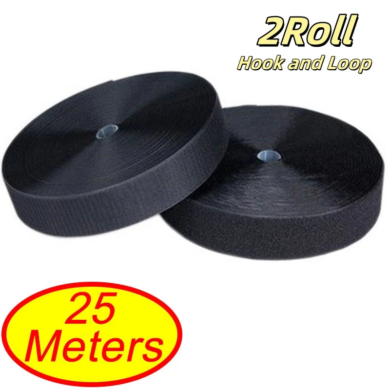 25Meter/Lot 16/20/25/30/38mm Black White Non-Adhesive Fastener Tape Hook and Loop Tape No Glue DIY Sewing Accessories Magic Tape