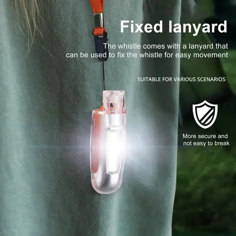 Running Safety Whistle Women 3 Modes LED Light Up Whistle With Lanyard Survival Whistle Keychain For Camping Type-C Charging