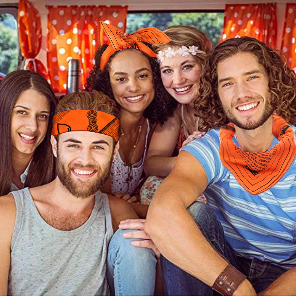 Survival Bandana with Survival Whistle, Easy to Read Tips and High Vis Orange Emergency Kit for Camping, Hiking, Emergency