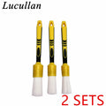 Lucullan White Nylon Hair Prewash&Interior Vent Cleaning Tools Unique Anti-slip Rubber Handle Car Detailing Brushes