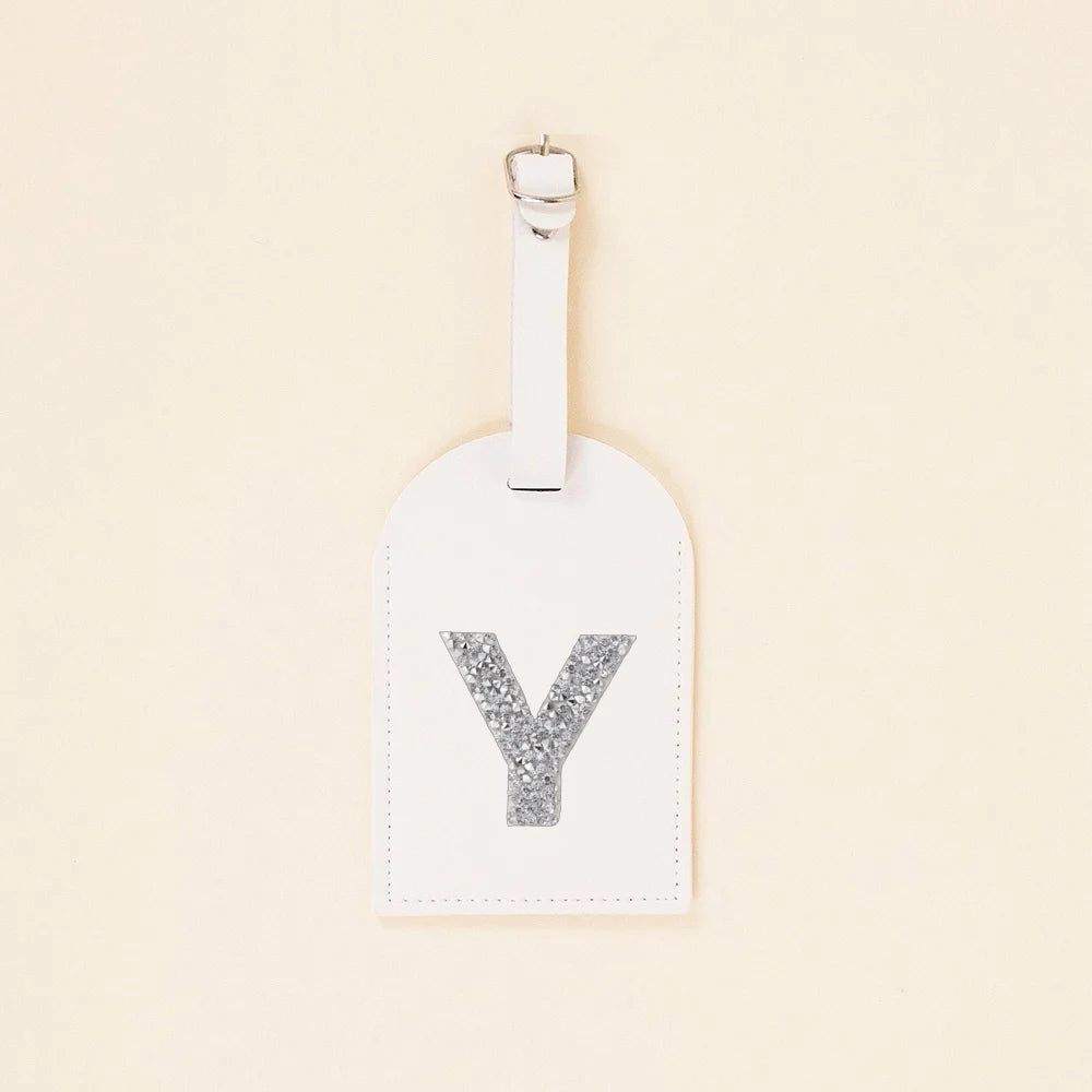 A-Z Rhinestone Monogram Leather Luggage Tag Suitcase Label Baggage Boarding Bag Tags Name ID Address Holder Travel Accessorie