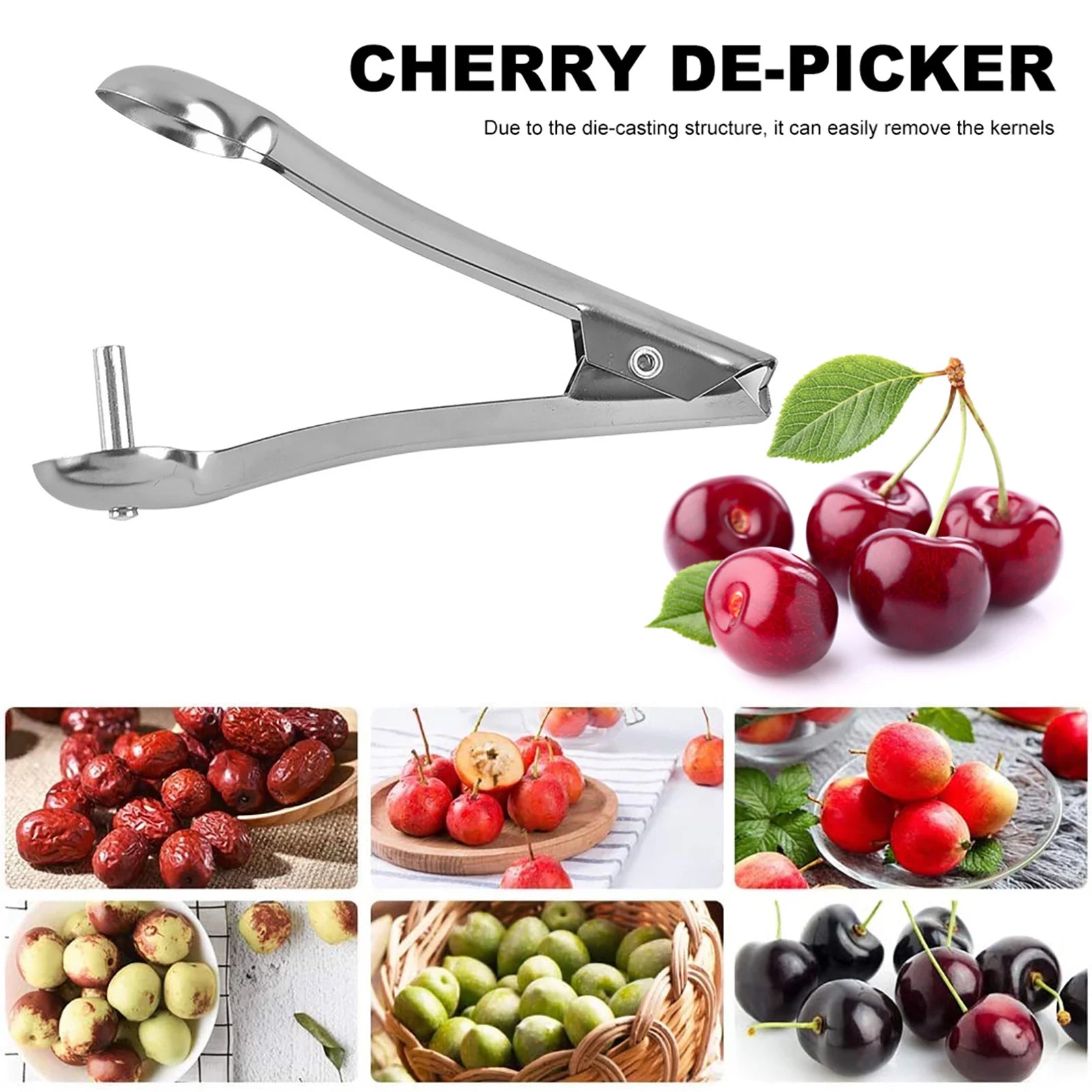 Cherry Pitter Tool - Home Kitchen Stainless Steel Fruit Pit Core Remover Tool
