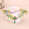 Retro Fairy Leaf Rhinestone Headband Elf Ears Woven Forest Garland Tiara Girl Elven Headpiece for Role-playing Party Costume
