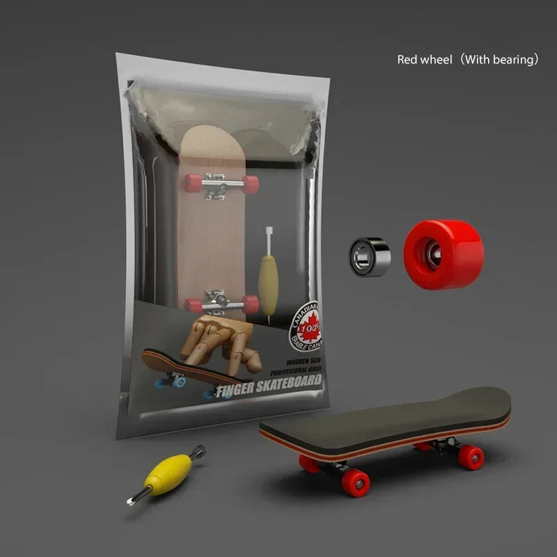 1set Professional Finger Skateboard Five-Layer Maple Wood Bearing Alloy Wheel Fingertip Skateboard Venue Swingable
