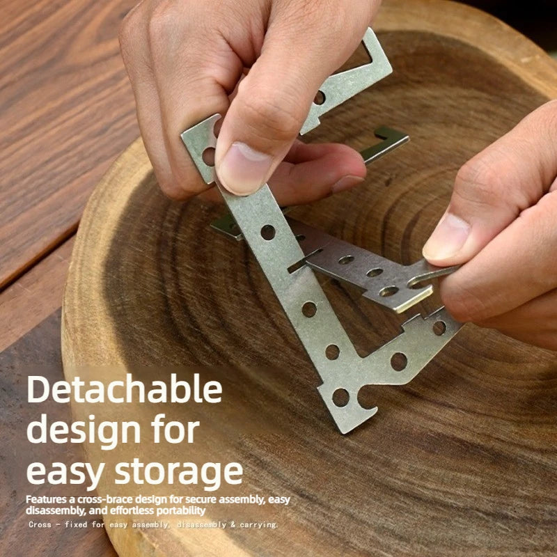 Detachable Stainless Steel Cross Stove Stand Split Type Alcohol Stove Base Bracket Outdoor Camping Accessories