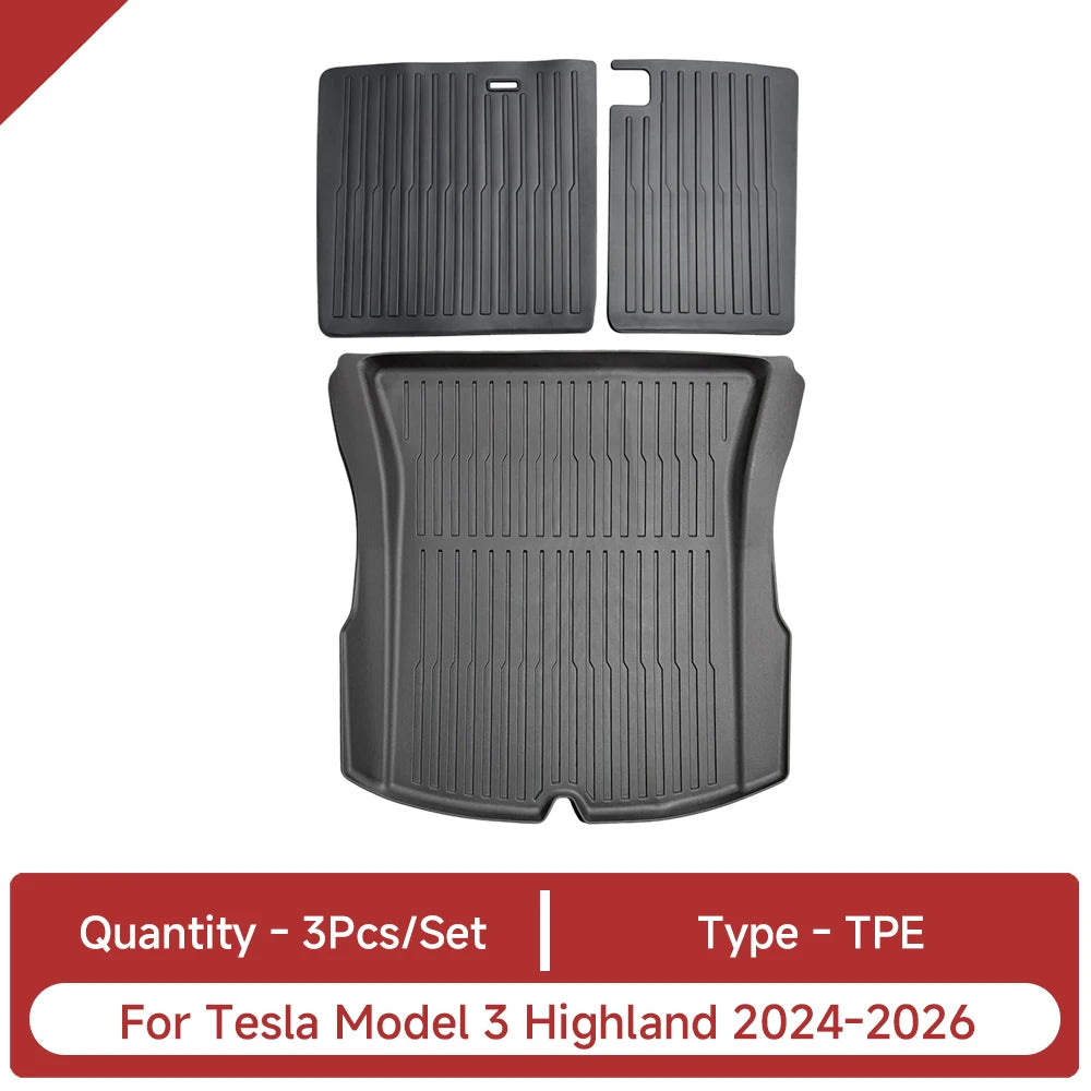 For Tesla Model 3 Highland Accessories TPE Floor Mat Cargo Liner Waterproof Trunk Mat for Tesla Model 3 Highland 2024-2026