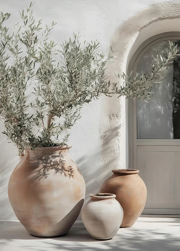 Retro Elegant Olive Tree and Lemon Canvas Poster Vase Wall Art Poster Perfect Gift for Living Room Bedroom Dormitory Home Decor