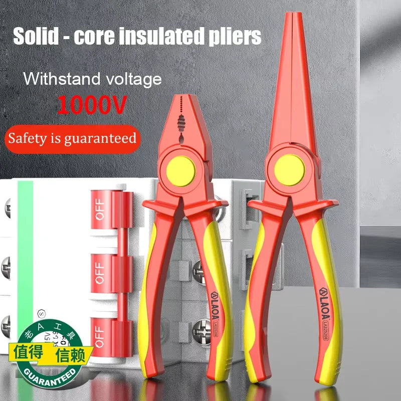 LAOA LA325206 LA325208 Insulated Pliers Set Heavy Duty 1000V High Voltage Resistant For Electrician Live Line Maintenance