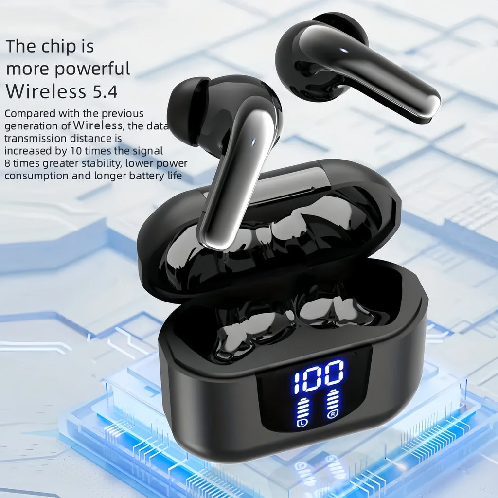 Wireless Bluetooth earphones, intelligent noise cancelling microphone, 48H battery life, heavy bass wireless earphones