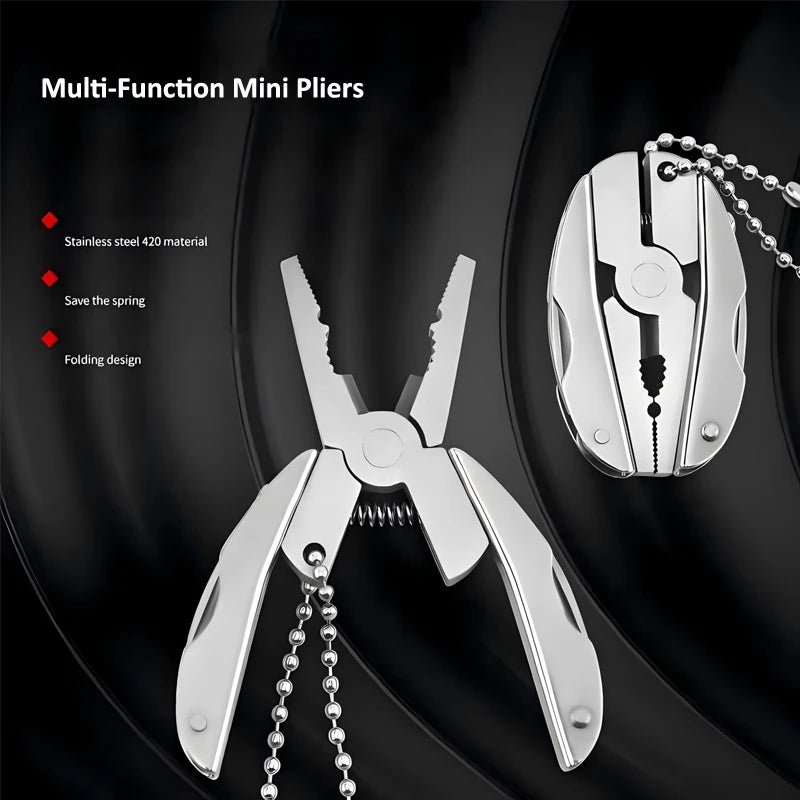 Mini Multifunctional Pliers 420 Stainless Steel Folding Pocket Tool with Keychain And Nylon Storage Bag