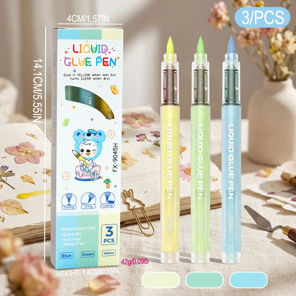 Cute Cartoon Liquid Glue Pen Quick Dry Invisible Fine Tip Adhesive Pen DIY Scrapbooking Craft Journal  Office School Stationery