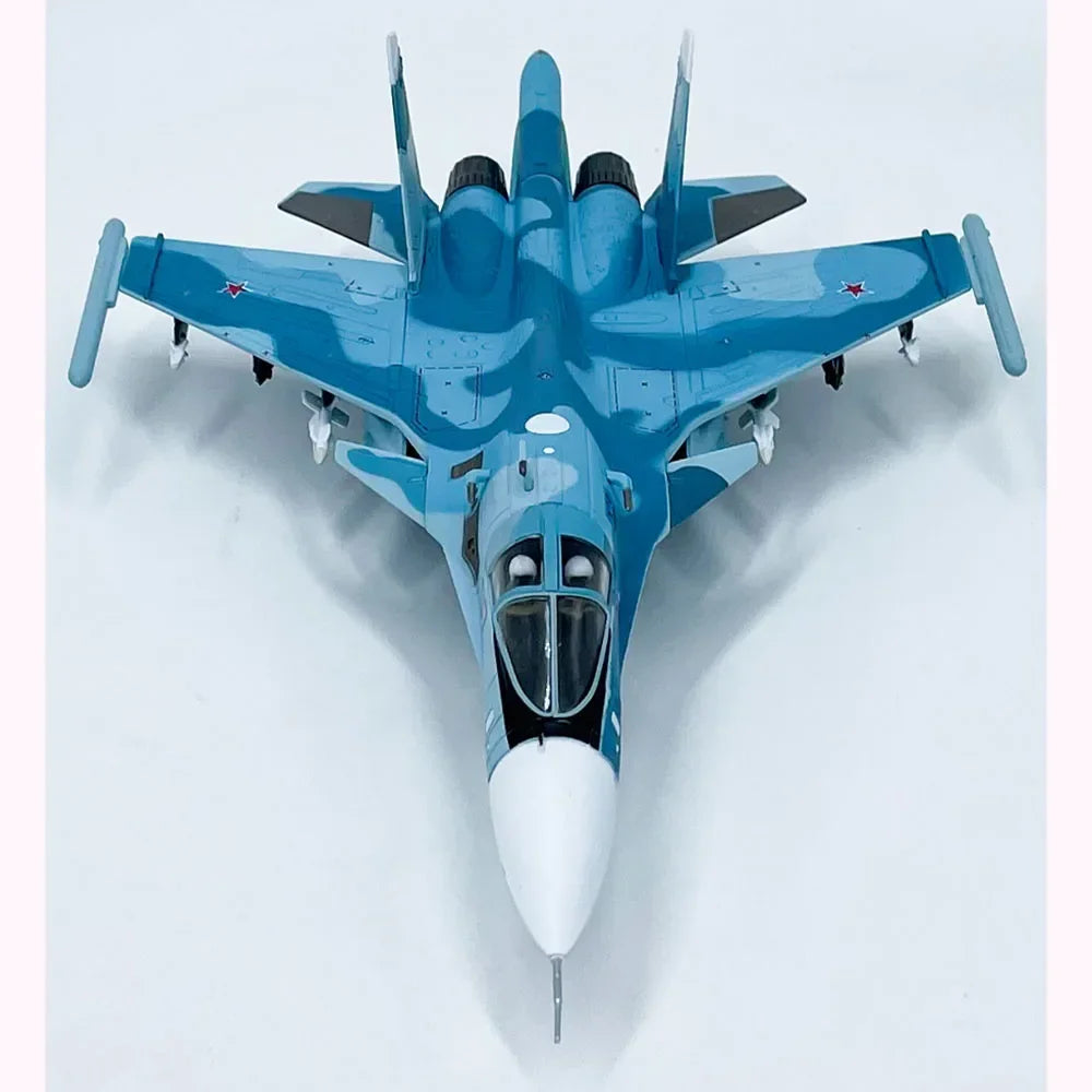 Diecast 1: 100 Scale Russian Sukhoi Cy-34 Su-34 SU34 Fullback Aircraft Model Alloy and Plastic Decorative Model Toy