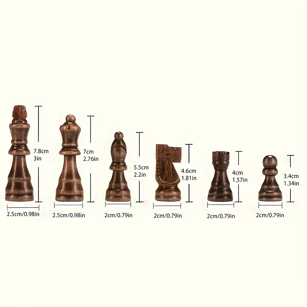 Premium 32pcs Large Wooden Chess Set - Smooth Finish, Classic Design, for Board Games & Tabletop Fun- Beige & Dark Brown