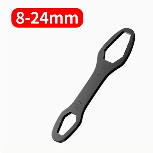 1pcs Universal Double Ended Wrench, Self-Tightening 8-22mm Screw Nuts Repair Wrench Adjustable Double-Headed Ratchet Spanner ﻿