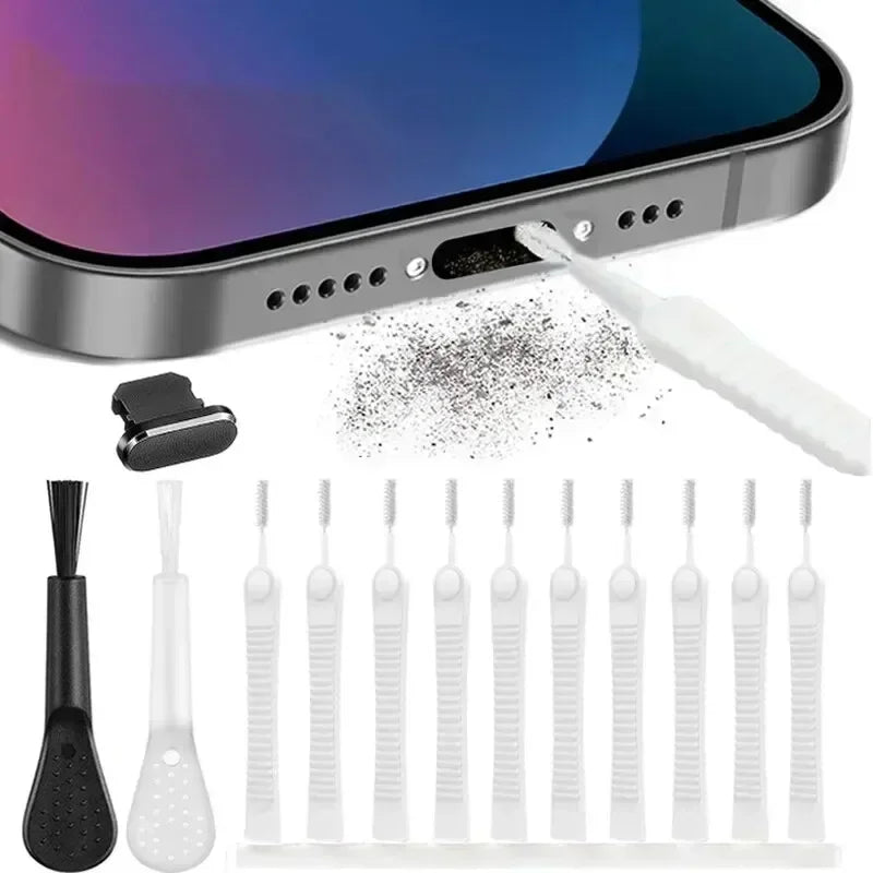 13/10PCS Mobile Phone Speaker Dust Removal Cleaner Tool Kit For iPhone and Type C Earphones Charge Port Dustproof Cleaning Brush