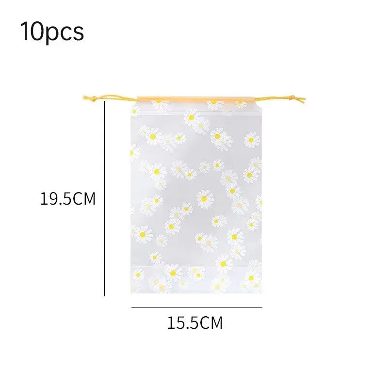 10Pcs Transparent Waterproof Travel Cosmetic Bag with Drawstring Plastic Storage Bag for Towels Socks Bathroom Beach Organizer
