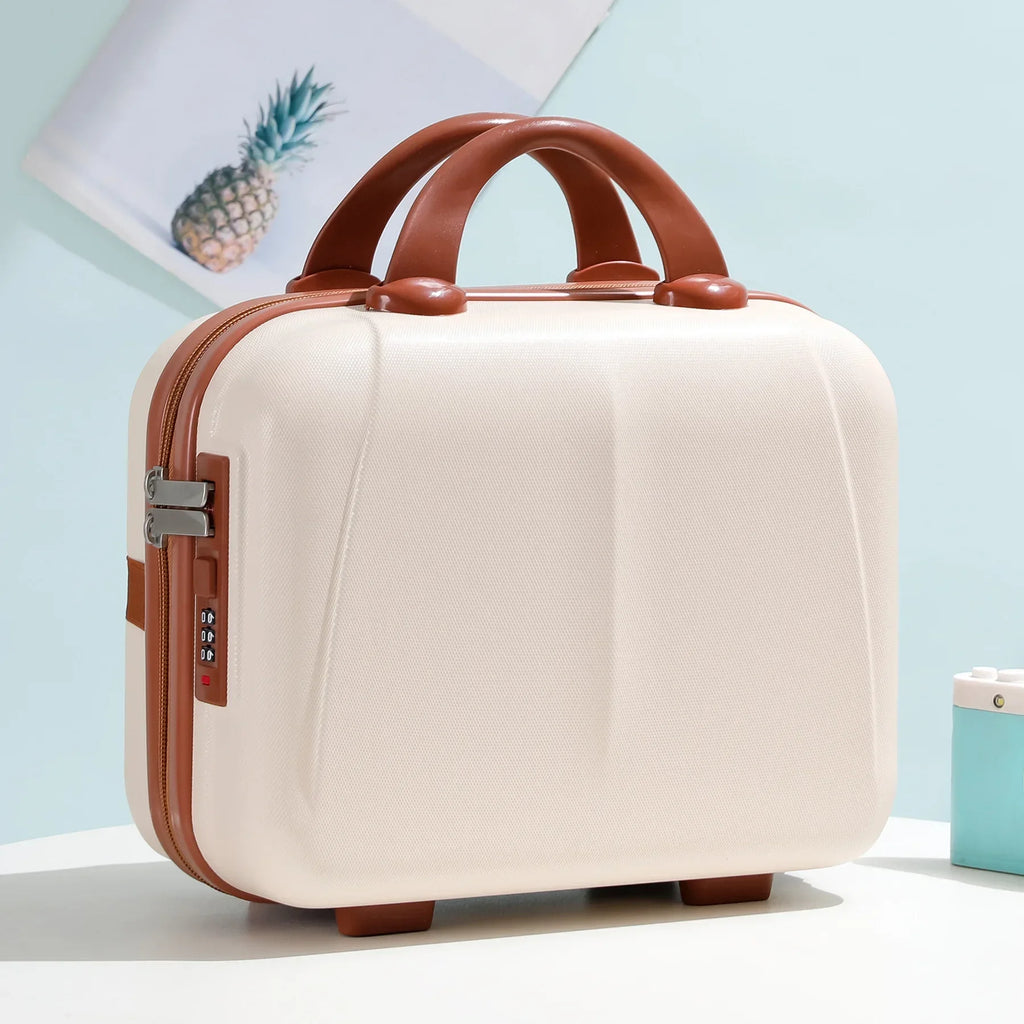 2025 New 14 inch Hard Shell Waterproof Shockproof Portable Mini Suitcase Password Lock Storage Cosmetic Bag Carry-on Luggage