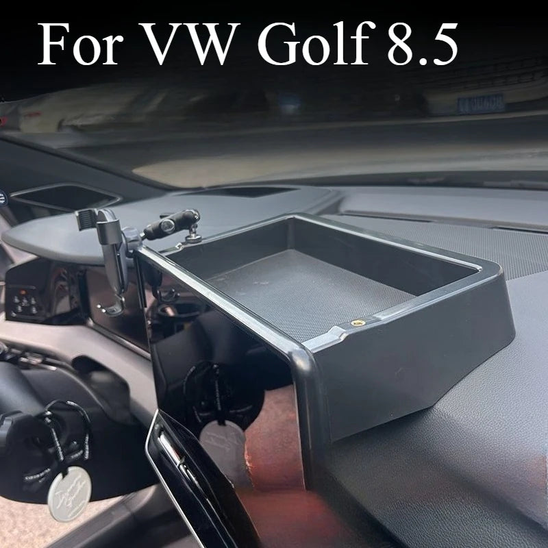 For VW Golf 8.5 2025 2026 Screen Rear Storage Box with Phone Holder Practical In-Car Organizer Dashboard Accessories