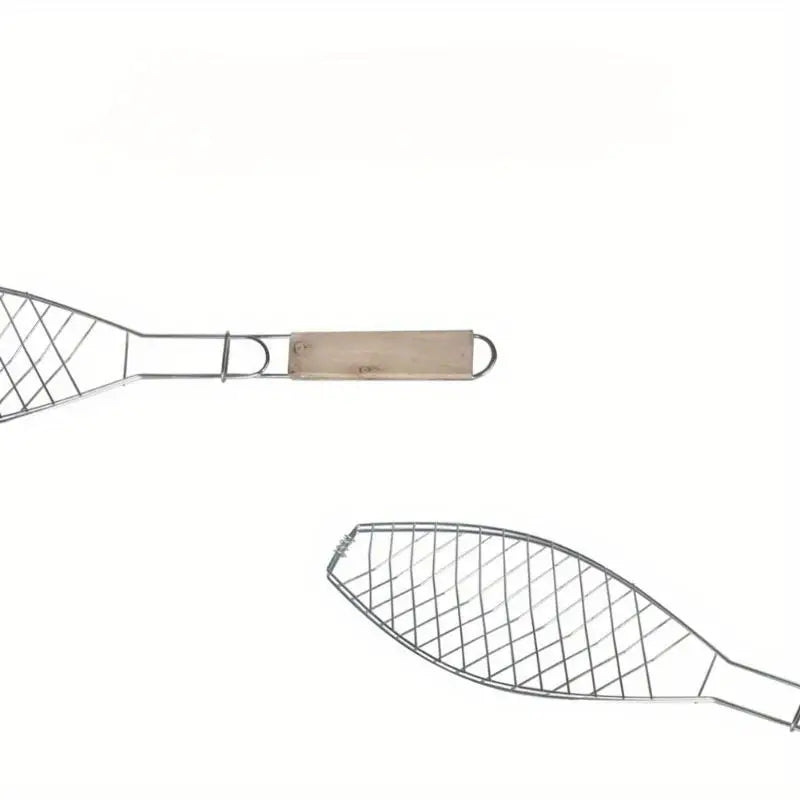 1Pc Barbecue Fish Grill Basket Stainless Steel Wired with Handle Outdoor Kitchen BBQ Tool for Camping