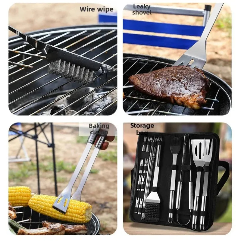 Grill Utensils Set, Stainless Steel BBQ Accessories, Portable Professional Grill Tool, Perfect Grill Kit Gift for Outdoor with B