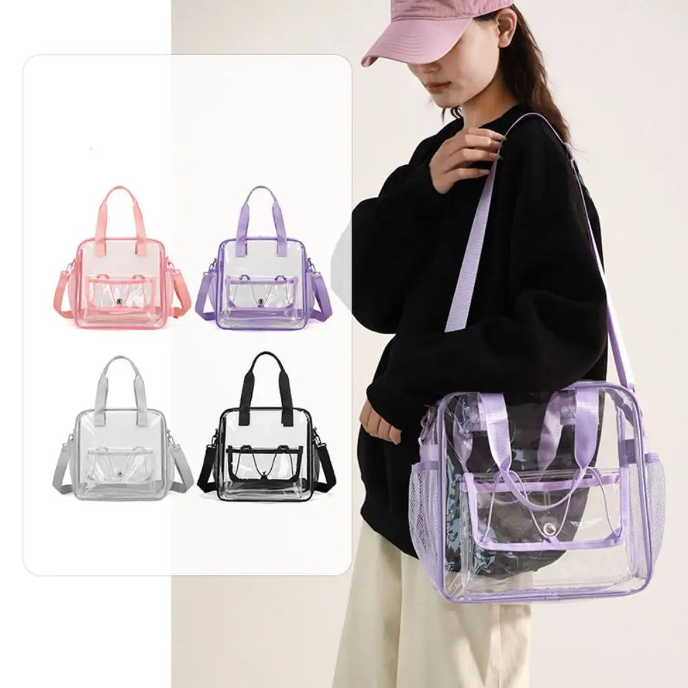 Large Capacity Transparent Crossbody Bag Waterproof Lightweight Washing Storage Bag Single Shoulder Sports Tote Bag