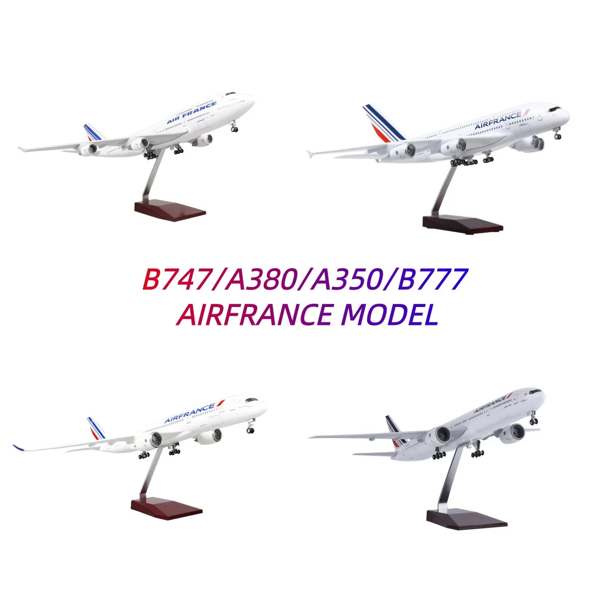 47CM air france plane model A380/B747/B777/A350 Model airplanes Resin Diecast collectible aircraft with Landing Gear Wheels LED