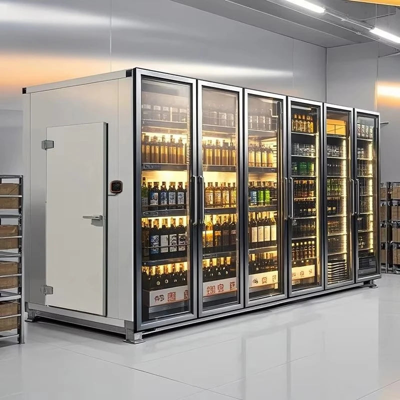 Glass Door Walk in Cold Storage Room Commercial Display Cooler Energy Efficient for Food Lab Kitchen Storage Custom