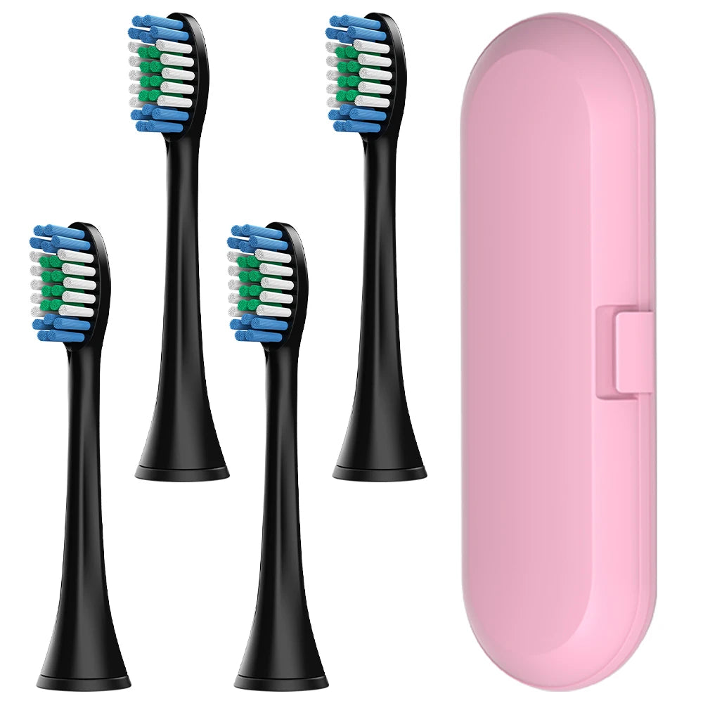 Toothbrush Travel Container & 4 Pack Professional Replacement Brush Heads Compatible with Philips Sonicare Electric Toothbrushes