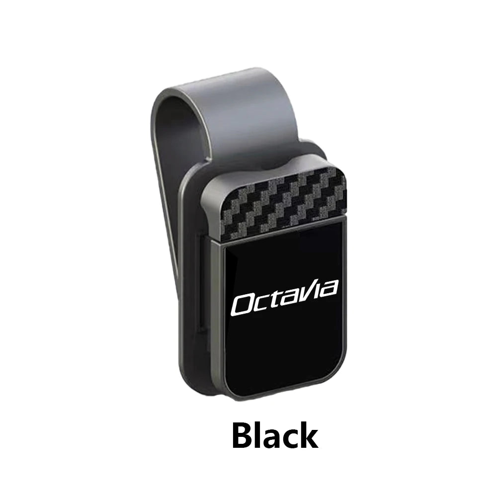 Car Sunglasses Sun Visor Glasses Holder Card Ticket Holder Stable Storage Clips Eyeglasses Hanger For SKODA octavia Car Interior