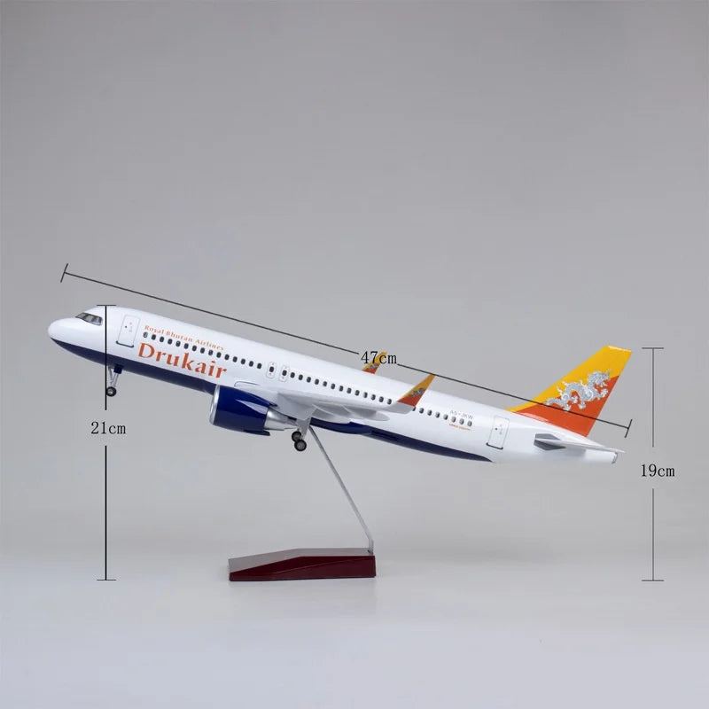 47cm Airplanes A320 Neo Drukair Airlines Plastic Model Plane Toy  With Landing Gear Wheels Light Collectible Display Gift