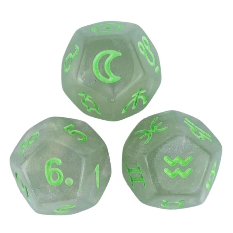 3Pcs Astrologys Dices 12-Sided Dices Divinations Tool Tarots Constellations Dices 54DE