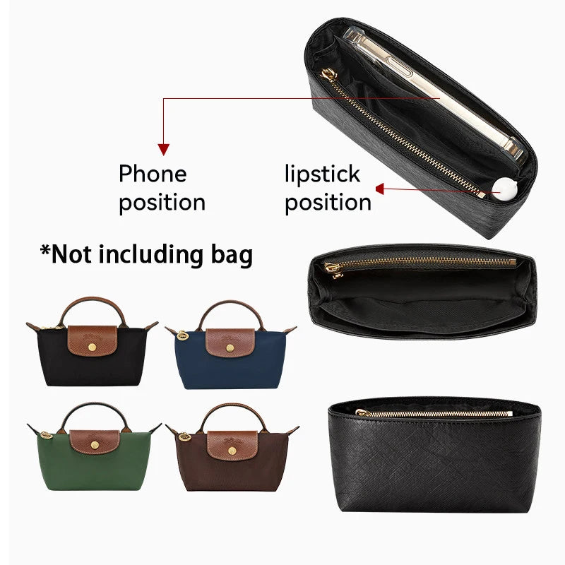 Waterproof Bage Inner Dupont Paper Support Hand Bag Shape For Longchamp Mini Size Pouch Bag Organizer Insert Bag Accessories
