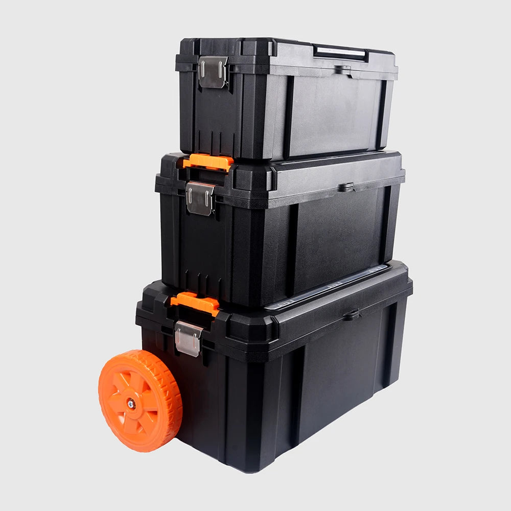 Portable Trolley Toolbox Set 17 "/19" /21 " Plastic Toolbox Set with Handle, Stackable, Multi-functional Tool Storage Box Set
