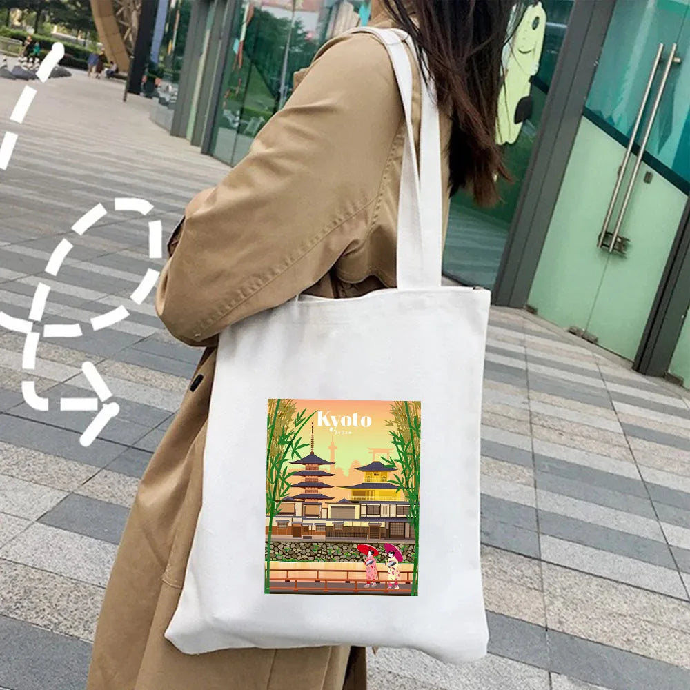 Kyiv Ukraine Milan Rio De Janeiro San Diego Santorini Greece Sydney Tokyo Women Canvas Shoulder Cotton Tote Bag Shopping Handbag