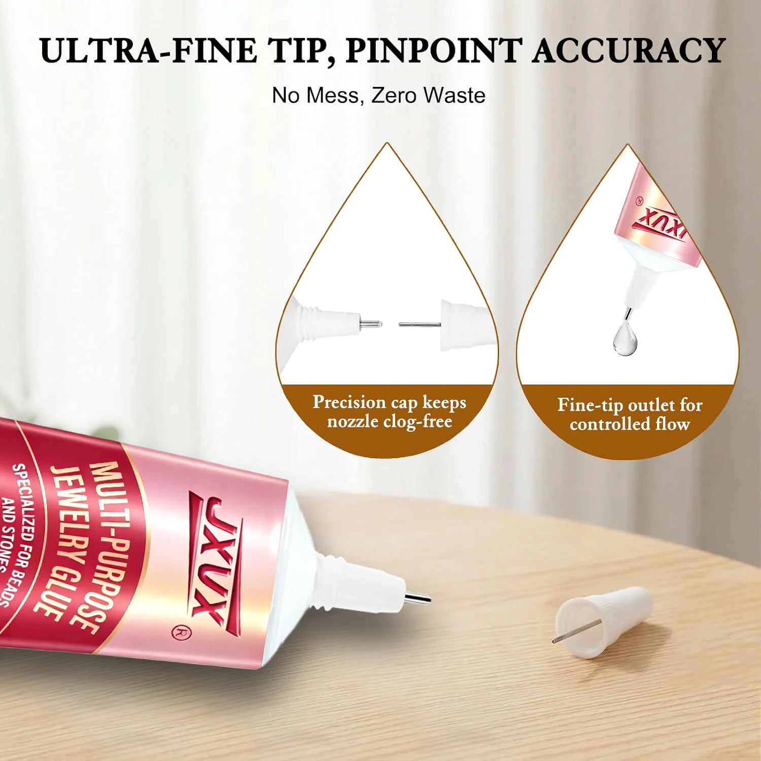 Jewelry Glue, 50ML Professional Grade Precise Applicator, Strong Instant Bond for Diamond Earrings, Rings,for Gemstones Metal.