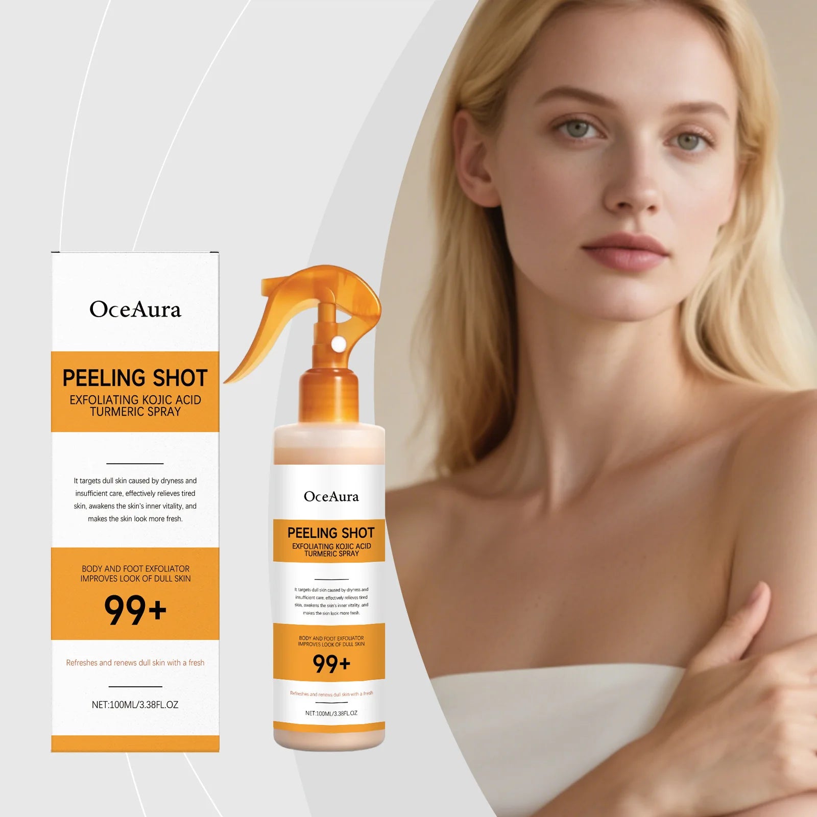 Kojic Acid Turmeric Spray Dead Skin Remover Skin Smoothing Gently Exfoliating Peeling Solution Brightening Hydrating Skin Care