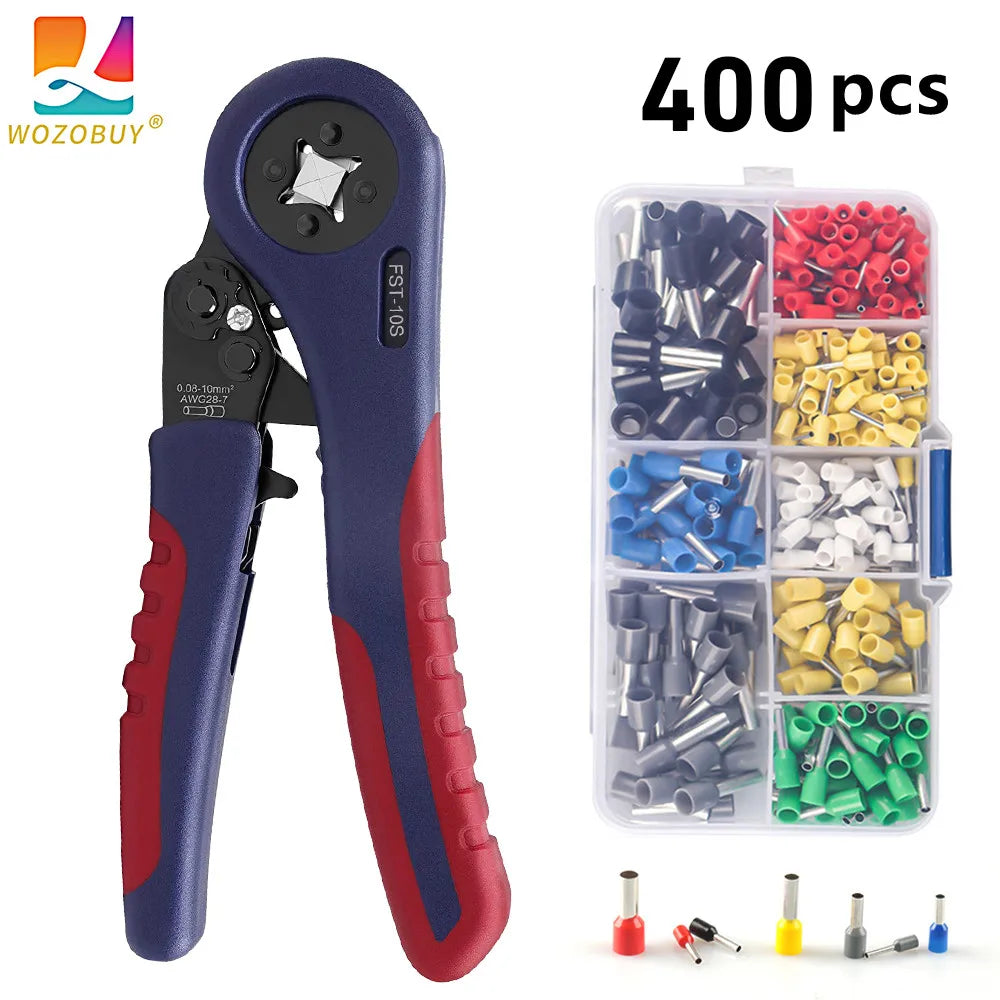 WOZOBUY Tubular Terminals Crimping Tools FST-10S 0.08mm-10mm²  28-7AWG & FST 6-6 0.08-6mm²  28-10AWG Crimp Pliers Crimper Sets