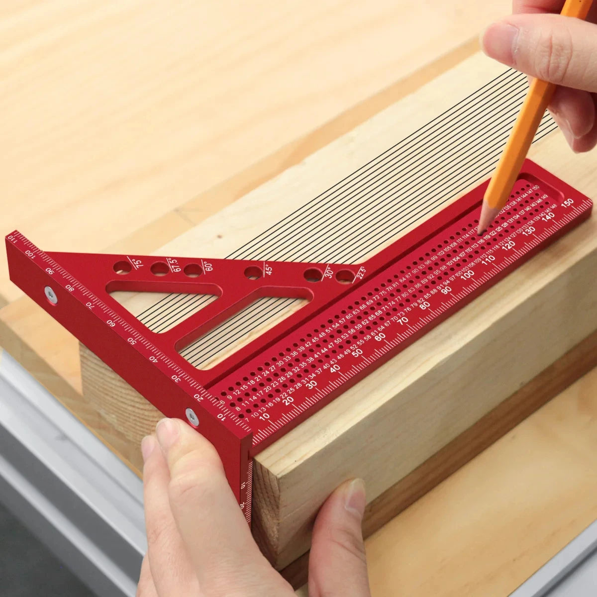 3D Measuring Ruler Aluminum Alloy Woodworking Square Protractors Triangle Layout Measuring Tool Multipurpose Measuring Ruler