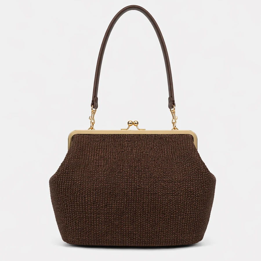 Fashion Large Striped Clip Shell Clucth Bag for Women Designer PP Straw Handbags Luxury Summer Beach Woven Bags Vacation 2026