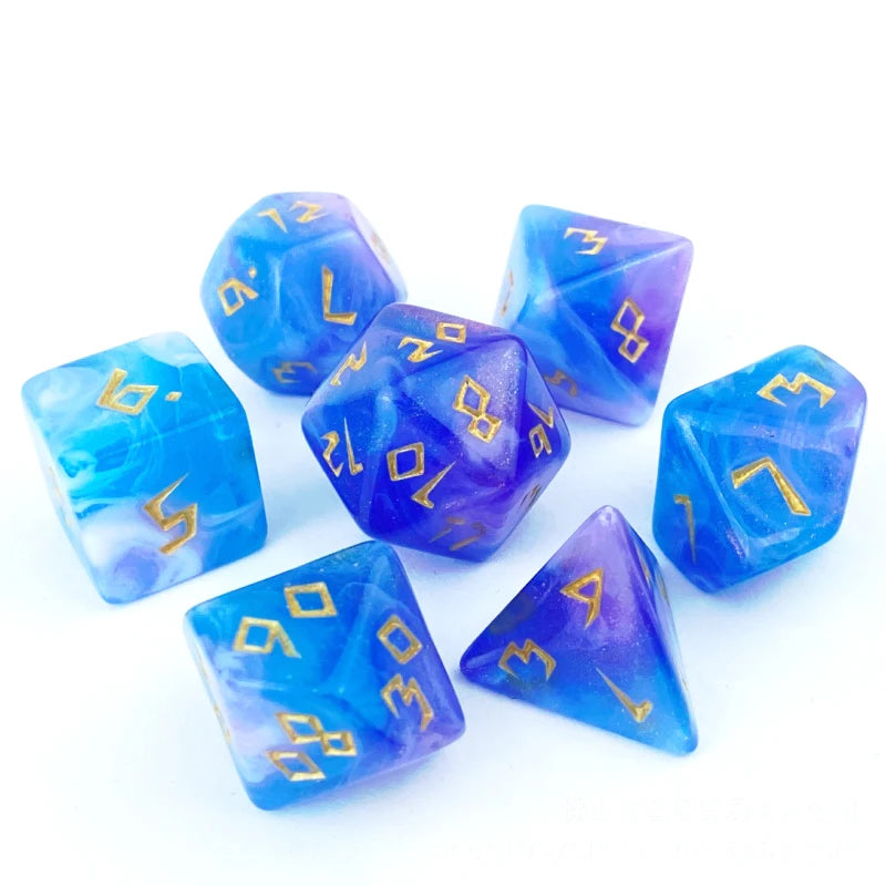 Dazzling Colors 7 Pcs /Set Acrylic Dice TRPG Games D4 D6 D8 D10 D12 D20 Dice Polyhedral Dice Set For DND Or COC Game