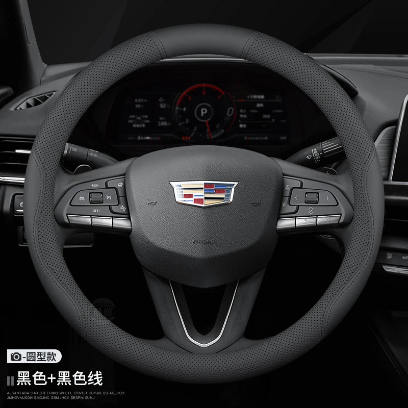 For Cadillac CT4 CT5 CT6 XT4 XT5 XT6 ATS CTS XTS SLS SRX Escalade 37-38cm Leather Anti-slip Car Steering Wheel Cover Accessories
