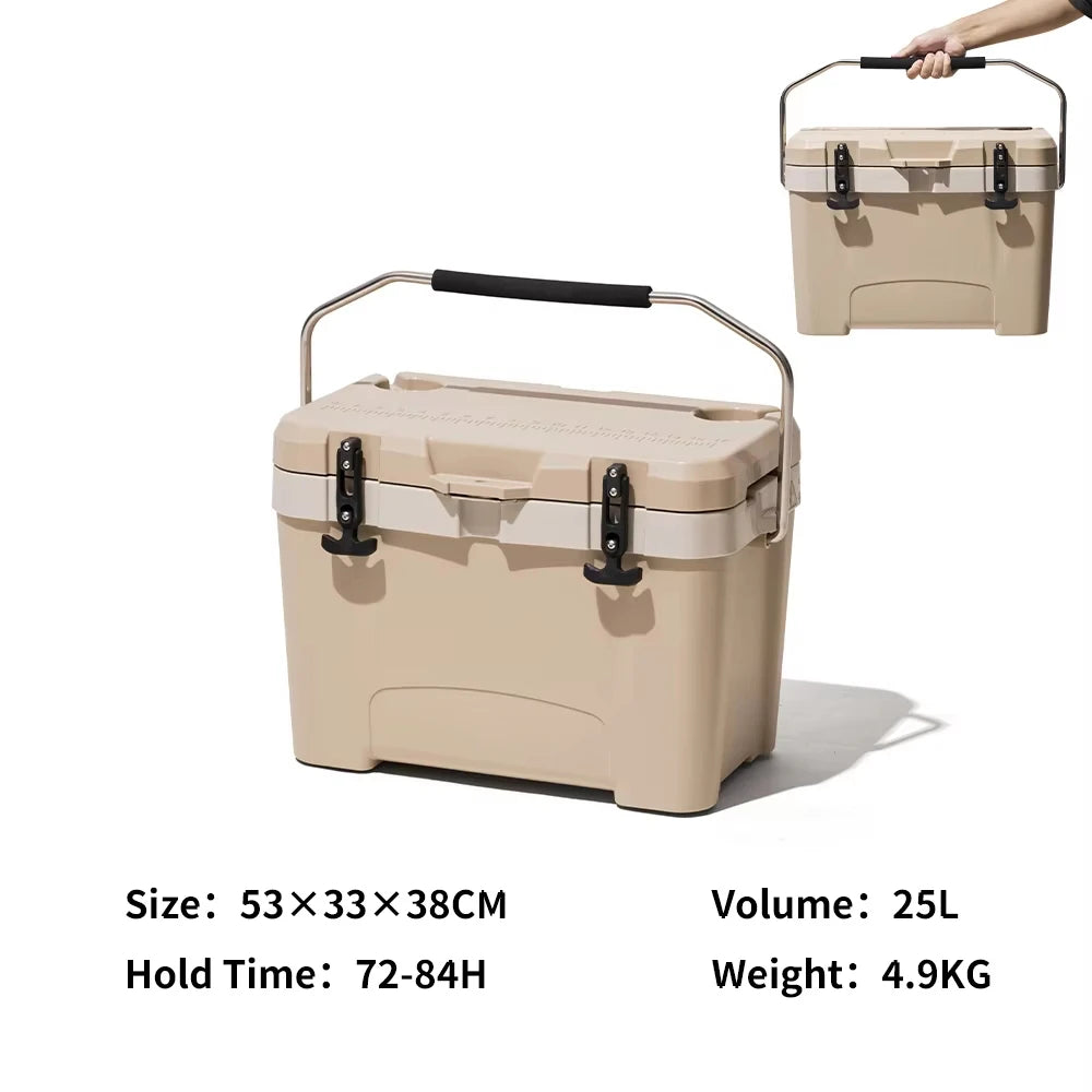 Portable 25L Insulated Cooler Box Camping Refrigerator Large Capacity Car Food Storage Barbecue Ice Chest Outdoor Chiller